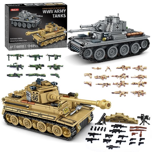 WINGIFT 1030 Piece WW2 Army Tanks Toy Building Sets,Create a German Panzer 38T and a German Tiger Tank Toys,Adult Collectible Model Tanks Sets to Build,Christmas Birthday Gifts for Boys,Teens,Adults