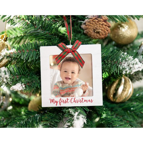 Kate & Milo My First Christmas Photo Ornament, Babys First Christmas Tree Ornament, Newborn Photo Holiday Keepsake, New and Expecting Parents Gift, Rustic