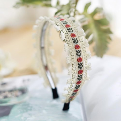ISeaHuan Boho Headbands For Women Flower Embroidery Hair Bands Wide Vintage Ethnic Hair Hoops Floral Bohemian Hairband Stylish Accessories for Women and Girls