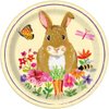 Unique Round Dessert Paper Plates - 7" | Floral Easter Bunny | 8 Pcs