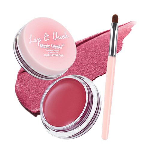 Face Blush Long Wearing Blendable Color - Vegan Versatile Use for Cheeks & Lips Moisturizing Formula Cream Blush Waterproof Natural Makeup-04 Taro Bean Paste