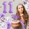 Purple 11th Birthday Decorations for Girls, Includes Happy Birthday Banner, Balloons, Silver Crown, Lavender Glitter 11 Year Old Cake Topper and It’s my 11th Birthday Sash, 11th Birthday Gifts