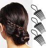 3Pcs Bandette Comb with Elastic Band, Fluffy Hair Comb, Ponytail Bump it UP Volume Combs, Hair Styling Tool Hair Accessories, Black