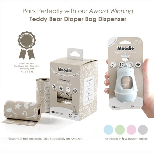 NEW Baby Disposable Diaper Bags (90 BAGS in TOTAL) | UNSCENTED Diaper Bags Disposable (6 Refill Rolls 9 x 13in) | Leak Proof Diaper Trash Bags | Baby Essential Item Diaper Change on the Go…