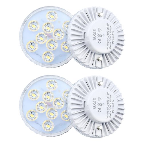Bonlux LED Gx53 Under Cabinet Lights 5 Watts Warm White LED Gx53 Puck Light for Cabinet, Showcase, Exhibition, Shop Showroom Lighting(Pack of 4)