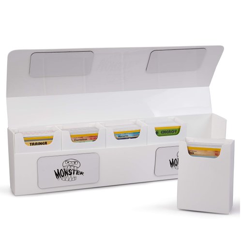 Monster Protectors The Hydra 5 Compartment Riveted Deck Box w Magnetic Closure- Card Case Holds Five Decks- Fits All Standard and Smaller Size MTG and TCGs - White