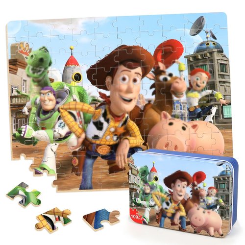 Puzzles for Kids Ages 4-8,Kids Puzzles in a Metal Box, Cute Toys Puzzles,Children Boys Girls Learning Educational Puzzles Packed in Tin Box,100 Pieces
