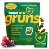 Gruns Adult Sugar-Free Super Greens Gummies, Superfood Gummy Bears with Spirulina, Chlorella, Fiber & Prebiotics for Digestive Health, Adaptogens Supplement with 20 Vitamins & Minerals - 28 Day Supply