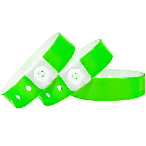 Wristall Plastic Party Green Wristbands-100 Pack Colored Vinyl Wristbands for Events-Waterproof Lightweight Security Wrist Bands for Bar Club Festival Music Meeting