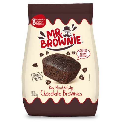 Mr. Brownie Chocolate Brownies | 8 Individually Wrapped Brownie Bites | Snack Packs for Kids & Adults | Real Belgian Chocolate