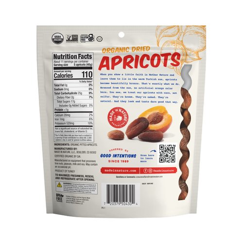 Made In Nature Organic Dried Apricots,Non-GMO, Gluten Free, Unsulfured, Vegan Snack, 16oz (Pack of 1), Packaging May Vary