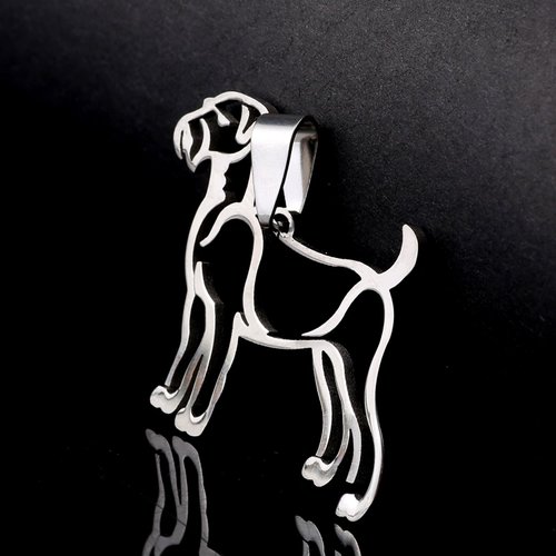 Stainless Steel Airedale Outline Silhouette Pet Dog Charm Pendant Necklace