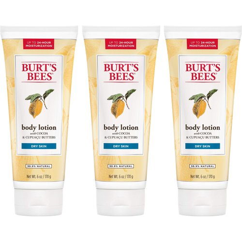Burt’s Bees Butter Body Lotion for Dry Skin with Cocoa & Cupuaçu, 6 Oz,Pack of 3 (Package May Vary)