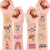 100 PCS Funny Bride Tribe Temporary Tattoos Sticker Birthday Decorations Rings Bridesmaid Bachelorette Themed Party Favors Supplies Bridal Shower Bride To Be Girls Woman Adult Gifts