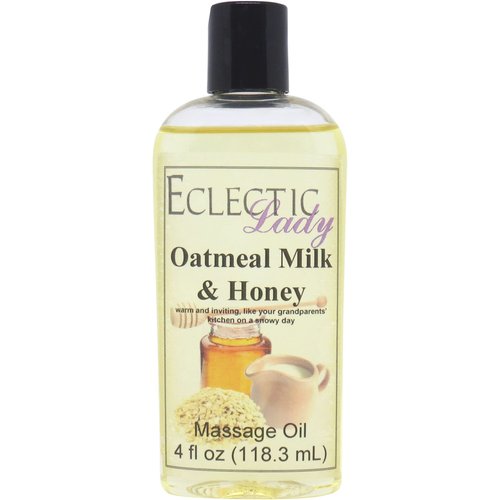 Oatmeal Milk And Honey Massage Oil, 4 oz, With Sweet Almond Oil and Jojoba Oil, Preservative Free, Perfect for Aromatherapy and Relaxation