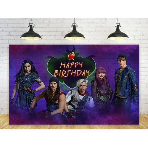 Descendants Backdrop for Birthday Party Decorations Bbay Shower Background for Party Cake Table Decorations Descendants Theme Banner 5x3ft