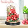 Plintone Blooming Red Roses Building Set for Adults, 574 PCS Botanical Collection with Dust Cover, Romantic Rose Bouquet Bonsai Blocks for Women and Girls