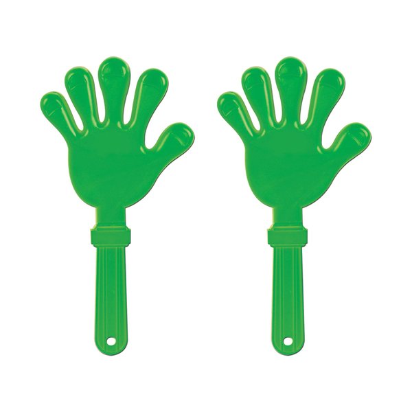 Beistle 2 Piece 15" Green Plastic Giant Hand Clappers Noisemakers for Sports Game Days, Party Favors, School Spirit Supplies