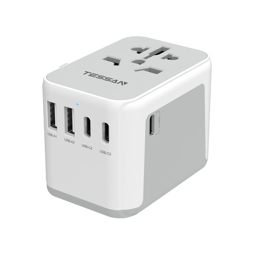 TESSAN Universal Travel Adapter, International Power Adapter 5.6A 3 USB C 2 USB A Ports, Plug Adaptor Travel Worldwide, All-in-one Travel Charger Outlet Converter for Europe UK EU AUS (Type C/G/A/I)