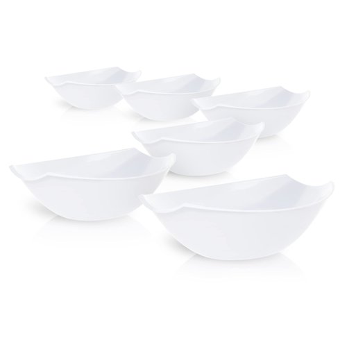 Exquisite Pack Of 8 Disposable Plastic Serving Bowls Plastic For Parties Oval | 32 Oz Clear Plastic Bowls For Parties I Disposable Serving Bowls For Salad Bar Buffet | Serving Bowl For Candy & Chips
