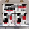MCALK Red Blackout Kitchen Curtains Tiers and Valances Set 3 Piece for Windows Grey and Black Kitchen Window Curtains Set,White Modern Abstract Art Valances for Living Room(36" Tiers Set)