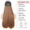 iLUU 24" Synthetic Hair Extension Attached Baseball Cap Long Straight Wig Hat with HairHair Extensions Black Hat with Light Brown Hairpiece Cap Wig for Women - Light Brown