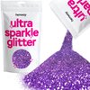 Hemway Premium Ultra Sparkle Glitter Multi Purpose Metallic Flake for Nail Art, Cosmetic Graded, Makeup, Festival, Party, Hair, Body and Eyes 100g / 3.5oz - Purple