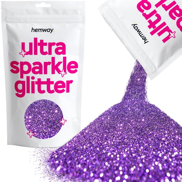 Hemway Premium Ultra Sparkle Glitter Multi Purpose Metallic Flake for Nail Art, Cosmetic Graded, Makeup, Festival, Party, Hair, Body and Eyes 100g / 3.5oz - Purple