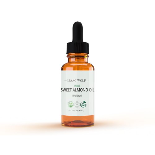 ISAAC WOLF Organic Sweet Almond Oil for Face, Hair & Body 100% Natural Multiple Use (2 FL Oz)
