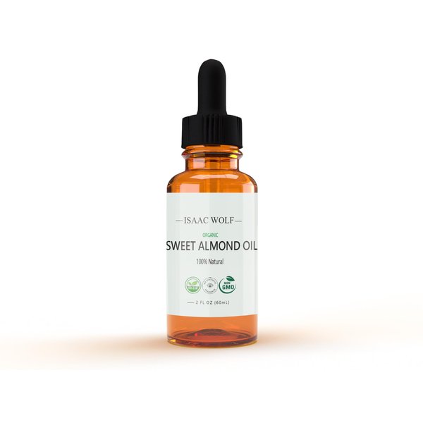ISAAC WOLF Organic Sweet Almond Oil for Face, Hair & Body 100% Natural Multiple Use (2 FL Oz)