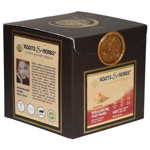 ROOTS AND HERBS Ayurvedic Face Wash Natural Treatment 100% Vegan No Paraben Manjistha Face Wash for Man and Woman, Lep powder for oily skin - 2.11 oz