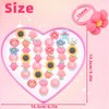 BXDOW 36Pcs Little Girl Jewel Rings, Adjustable Pink Rings Girls Kids Pretend Play and Dress up Jewelry Set, Cute Rings with Heart Shape Display Case Party Favors Toys Gifts for Halloween, Christmas