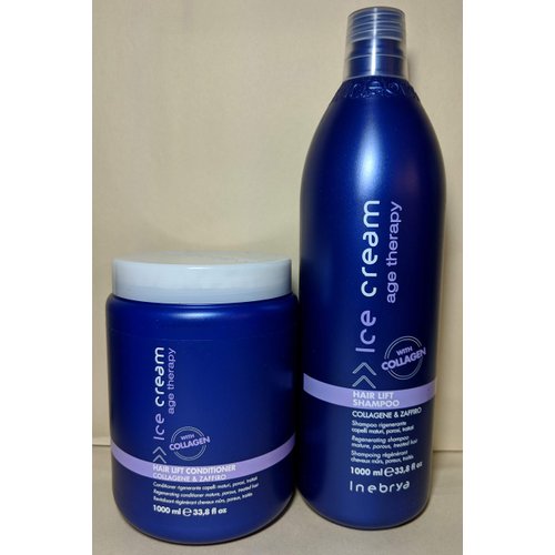 Inebrya Ice Cream Age Therapy with Collagen Hair Lift Shampoo 33.8oz & Conditioner 33.8oz Duo