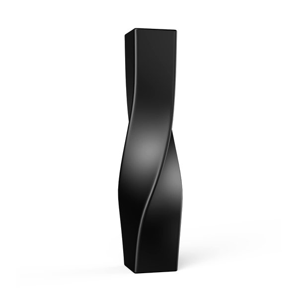 Luystoka Black Ceramic Vase, 16.34 inches, Modern Geometric, Decorative Home Decor, Square, Unique