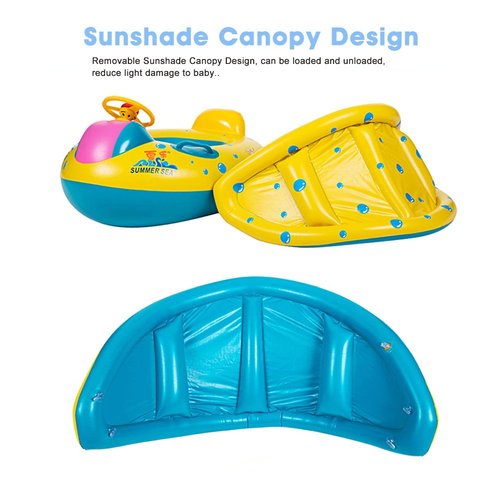 Jellydog Toy Baby Swimming Float, Baby Pool Float with Canopy, Inflatable Infant Pool Swimming Boat with Sunshade, Babies Swimming Float, Baby Pool Toy