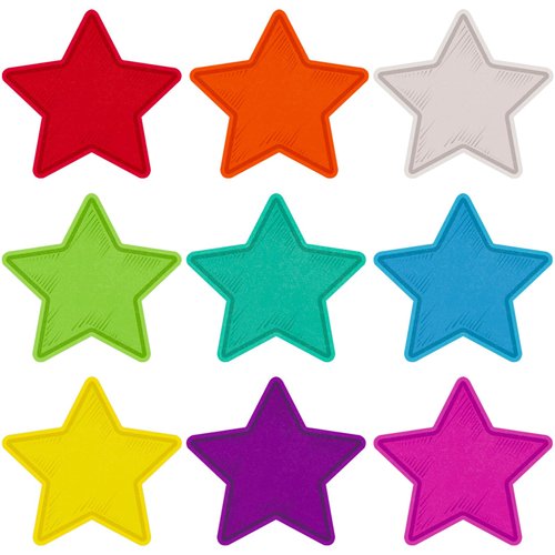 Seajan 108 Pcs Star Cutouts for Classroom Bulletin Board Chalkboard Paper Star Cutouts Decor Assorted Colors Star Accent for DIY Kids Craft School Projects Rustic Theme Party Supplies 3.5 Inch