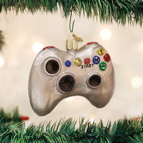 Old World Christmas Ornaments: Video Game Controller Glass Blown Ornaments for Christmas Tree (44094), Glitter Multi