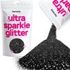 Hemway Premium Ultra Sparkle Glitter Multi Purpose Metallic Flake for Nail Art, Cosmetic Graded, Makeup, Festival, Party, Hair, Body and Eyes 100g / 3.5oz - Black