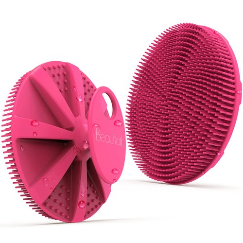 Silicone Body Scrubber Shower Bath Brush, More Hygienic Than Traditional Loofah, Lather Nicely, Long Lasting, Gentle Exfoliating for Women Men Baby Sensitive Skin, 1 Pack, Rose