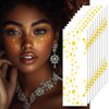 Gold Glitter Freckles Temporary Face Fake Tattoos For Women, Sparkle Waterproof Makeup Patches, Glow Up Faux Flower & Kiss Speckles - 10 Count