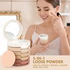 FantasyDay 5 Colors Long-Lasting Lightweight Multi-layer Matte Loose Setting Powder Pressed Face Makeup Concealing Shading Powder Foundation for All Skin Tones, Minimizes Fine Lines & Imperfections