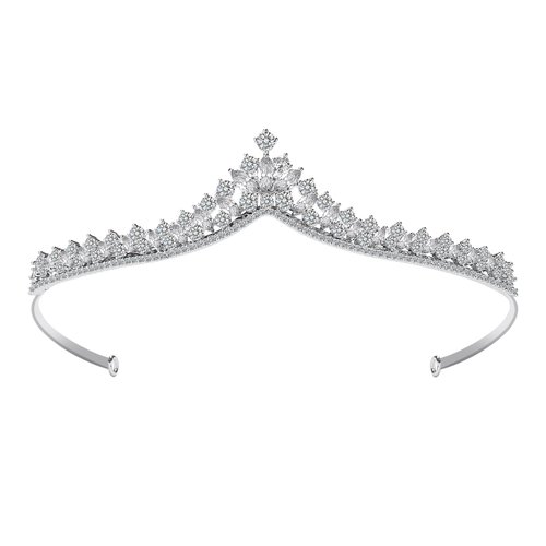 Wedding Tiara Crowns for Women Silver Cubic Zirconia Tiaras Bride Royal Queen Headband Princess Quinceanera Headpieces for Birthday Prom Pageant Party (Silver)