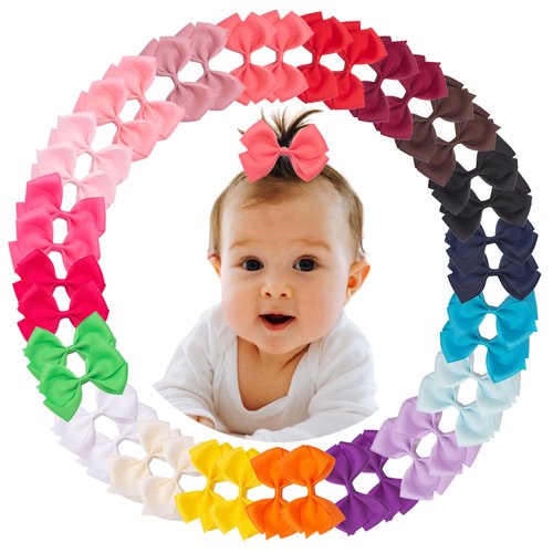 MOONSTON 4.5 Inch Pigtail Hair Bows Girls Hair Clips Hair Barettes for Toddler Girls Kids（Pack of 40)
