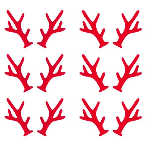 GORGECRAFT 20 Pairs Red Christmas Deer Mini Antlers Embellishments Flocking Deer Antlers Hair Cli...