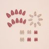 Almond Press on Nails Short Fake Nails with Fall Flower Design Glossy False Nails Acrylic Nails Full Cover Glue on Nails Reusable Floral Stick on Nails Kit for Women Girls DIY Flower Nails Art,24Pcs