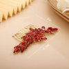 Chargances Wedding Brides Crystal Hair Comb Bridesmaid Red Rhinestone Flower Hair Side Comb Fahsion Handmade Hair Accessories for Women Girls Porm Head Pieces (Bright Red)