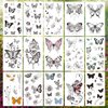 VIWIEU Small Butterfly and Flower Temporary Party Tattoos Realistic for Women and Teen Girls 15 Pack, Tiny Fake Black Butterfly Body Art Stickers Gift for Christmas&Holiday Fiesta