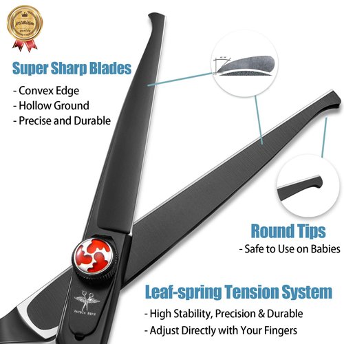 PURPLEBIRD 6 Inch Hair Cutting Shears Kids Safety Rounded Tips Hair Scissors Professional Hairdressing Haircut Salon, Barbers, Children, Baby and Personal Home Usage, Japanese Stainless Steel Black
