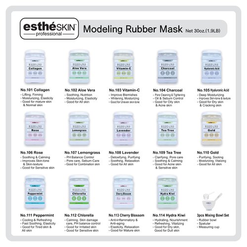 estheSKIN No.108 Lavender Peel Off Type Modeling Rubber Mask Powder, Jar with Measuring Spoon, For Facial Skin Care, 850g (30oz)