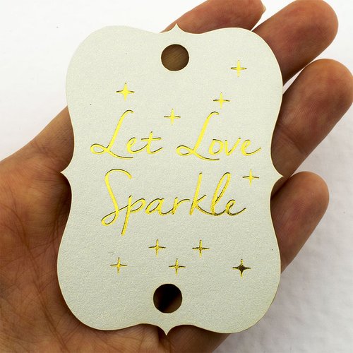 Summer-Ray 50 Shimmer White Gold Foil Hot Stamping Little Violin Wedding Sparkler Tags Let Love Sparkle